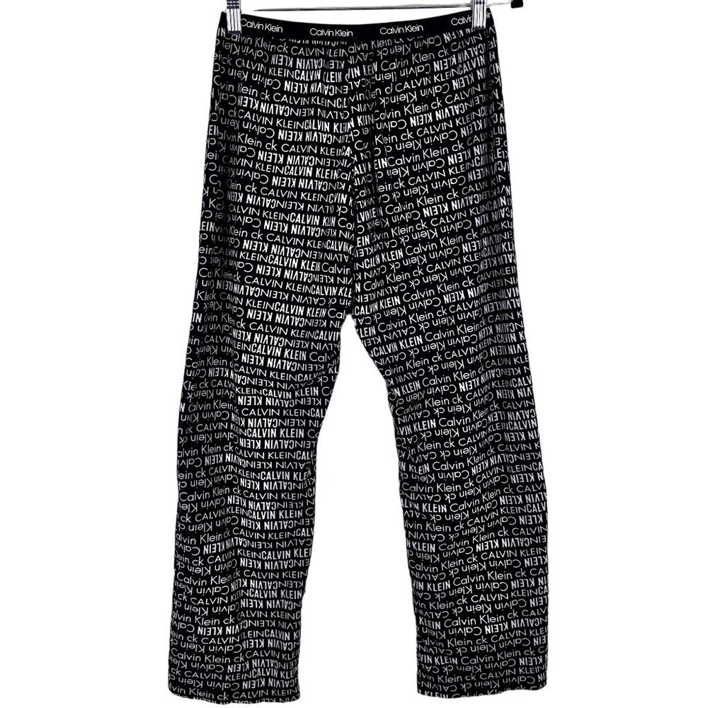 Calvin Klein Sleepwear Women's Sleep Pants Sz S Lounge Black White All Over Logo